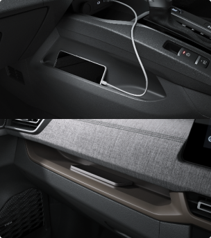 Dedicated space to store phones in the console side pockets or passenger tray